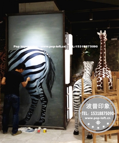 青島動物園咖啡彩繪