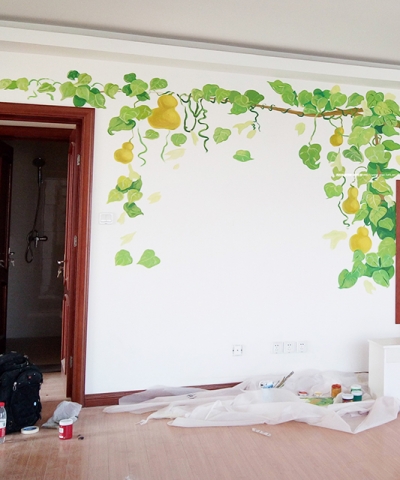 青島家裝手繪電視墻-陽光名家